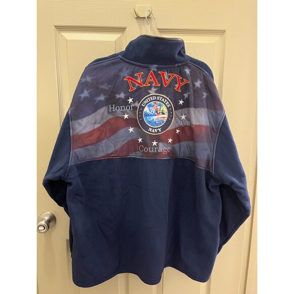 The Bradford Exchange Mens New Sz XXL Zip Up Long Sleeve Navy Blue Fleece Jacket - Picture 2 of 16